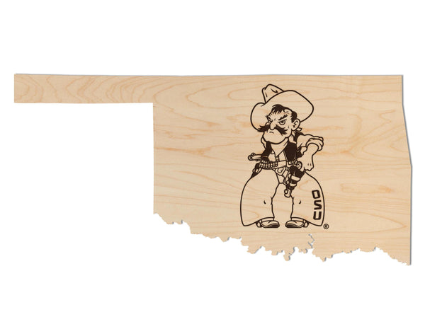 Oklahoma State University OSU on State Wall Hanging - Crafted from Cherry or Maple Wood - Oklahoma State Cowboys
