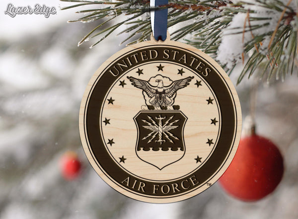 United States Air Force Seal Ornament – Crafted from Cherry or Maple Wood