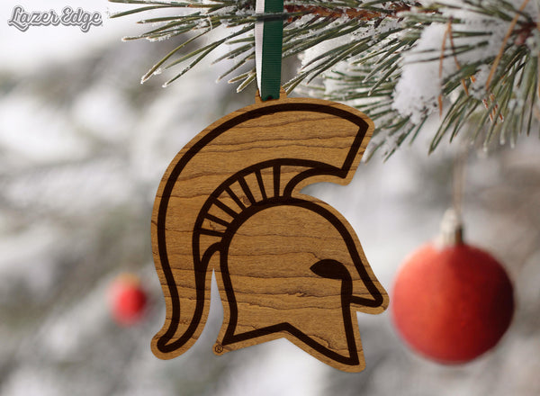 Michigan State University Spartans Ornament – Crafted from Cherry and Maple Wood – Michigan State Spartans