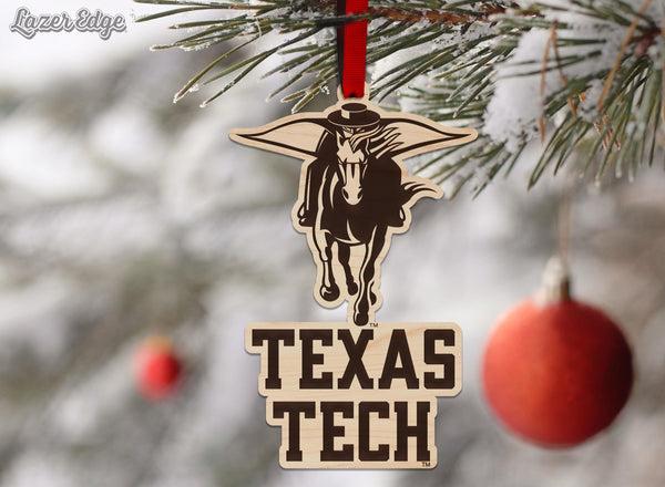 Texas Tech University Red Raider Ornament – Crafted from Cherry and Maple Wood – Texas Tech Red Raiders