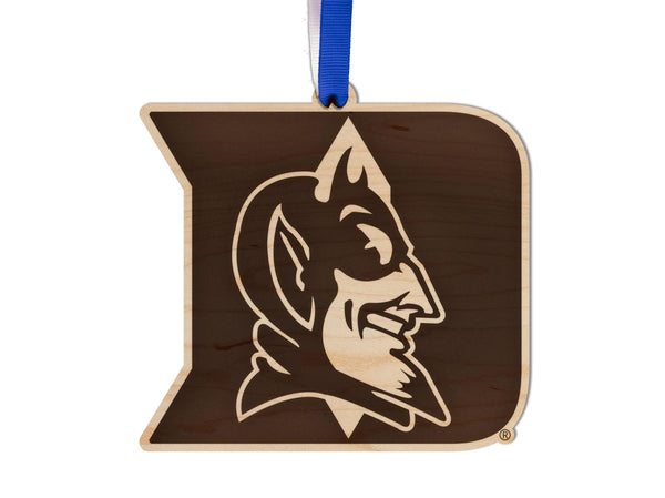 Duke Blue Devils Devil D Ornament – Crafted from Cherry and Maple Wood – Duke University