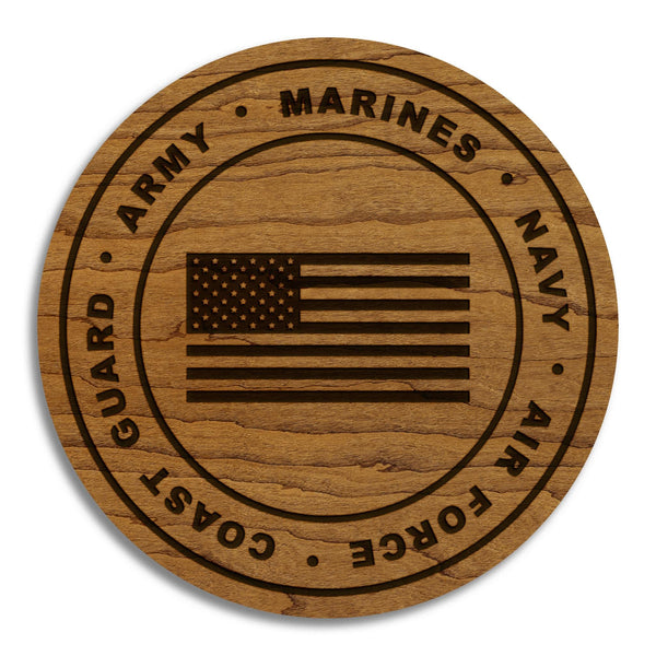United States Military Branches Coaster - Crafted from Cherry or Maple Wood