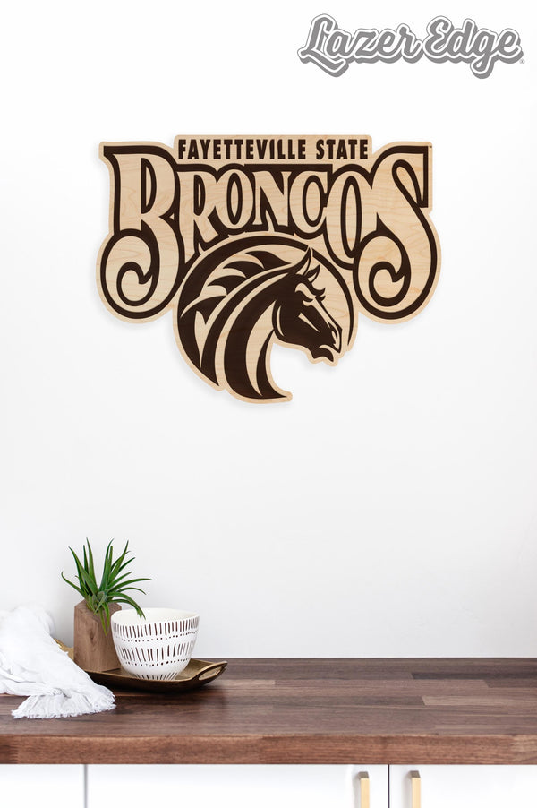 Fayetteville State University Broncos Wall Hanging - Crafted from Cherry or Maple Wood -  Fayetteville State Broncos