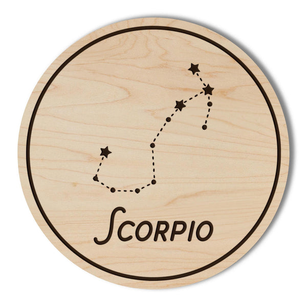Scorpio Constellation Zodiac Coaster – Crafted from Cherry or Maple Wood