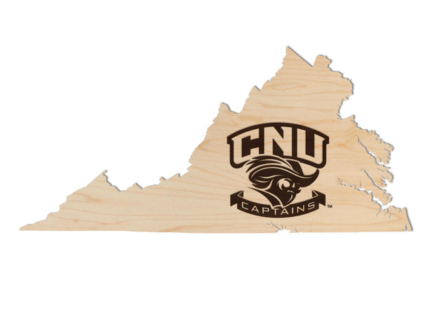 Christopher Newport University Captains on State Wall Hanging - Crafted from Cherry and Maple Wood - CNU Captains