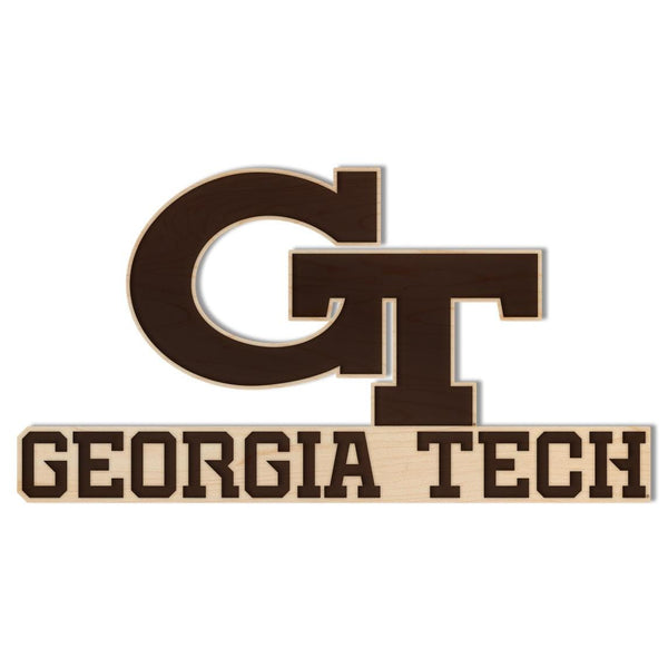 Georgia Tech Primary Mark Cutout Wall Hanging - Crafted from Cherry or Maple Wood - Georgia Tech Yellow Jackets