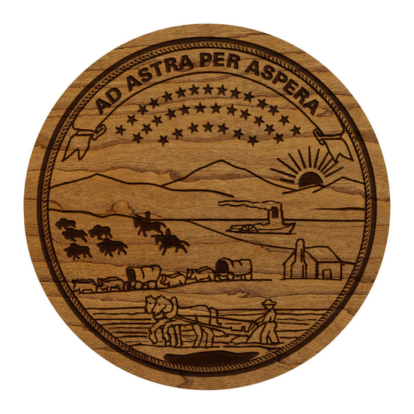 Kansas State Flag Coaster - Crafted from Cherry or Maple Wood