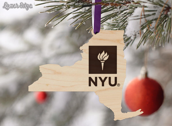New York University Torch Ornament – Crafted from Cherry or Maple Wood – NYU Bobcats