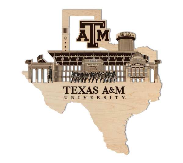 Texas A&M University Skyline Wall Hanging – Crafted from Cherry and  Maple Wood