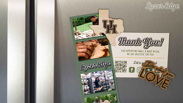 University of Houston UH on State Magnet - Crafted from Cherry or Maple Wood - Houston Cougars
