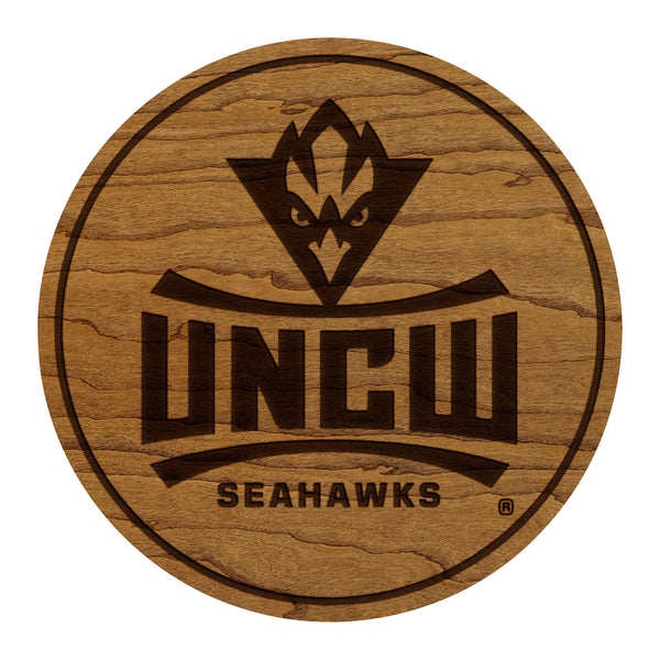 University of North Carolina Wilmington Seahawks Coaster – Crafted from Cherry or Maple Wood – UNCW Seahawks