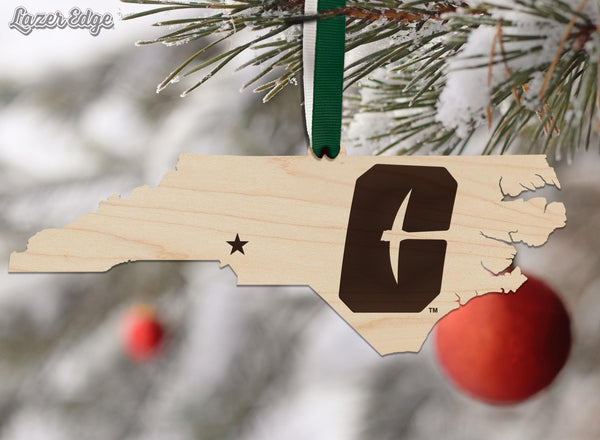 University of North Carolina at Charlotte All-In-C on State Ornament – Crafted from Cherry and Maple Wood – UNC Charlotte 49ers