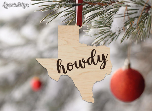 Texas A&M University Howdy on State Ornament – Crafted from Cherry and Maple Wood – Texas A and M Aggies