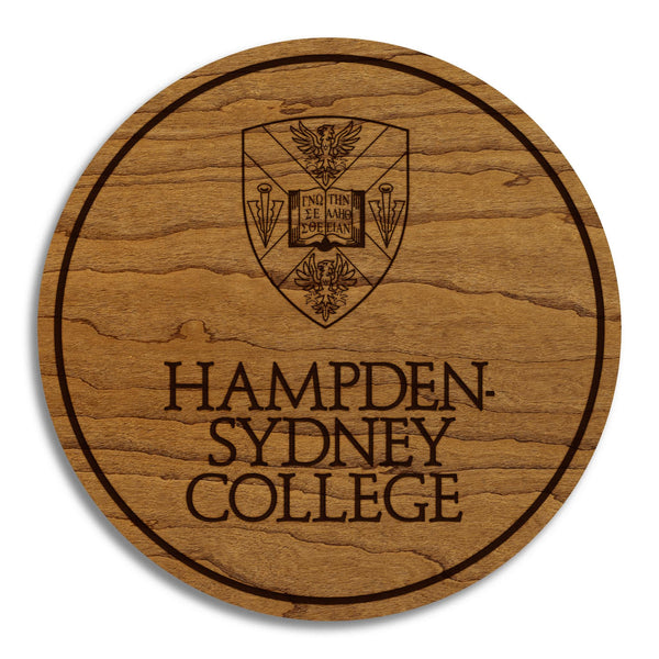 Hampden-Sydney College Institution Mark Coaster – Crafted from Cherry or Maple Wood – Hampden-Sydney Tigers