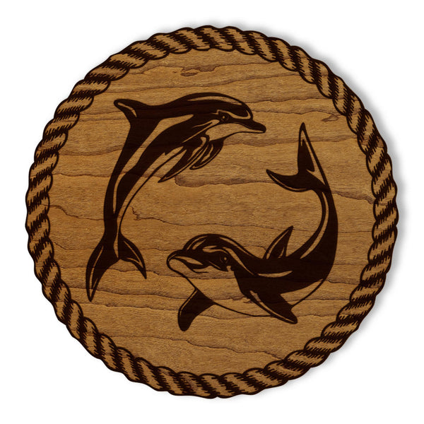 Dolphins Wooden Coaster - Crafted from Cherry or Maple Wood