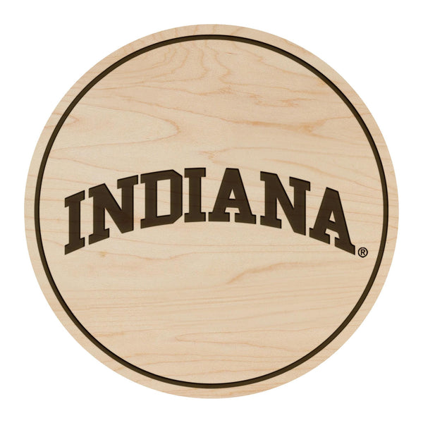 Indiana University Wordmark Coaster – Crafted from Cherry or Maple Wood – Indiana Hoosiers