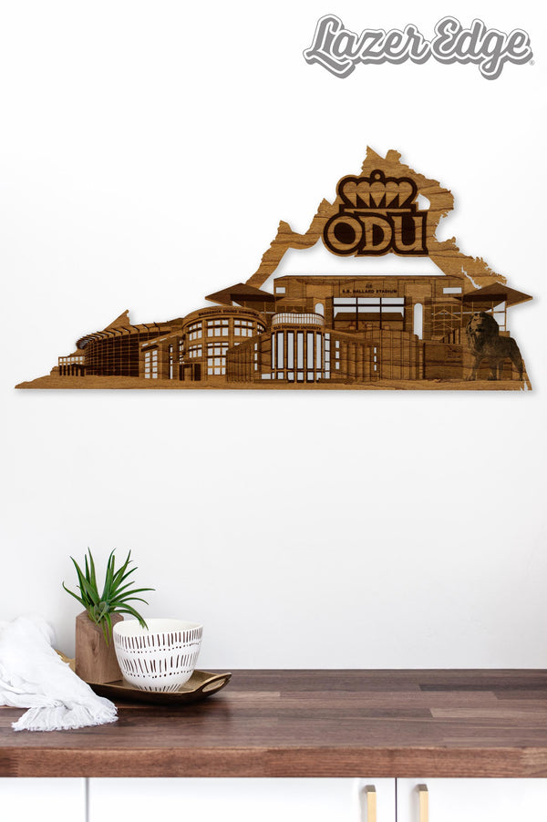 Old Dominion University Skyline Wall Hanging - Crafted from Cherry or Maple Wood