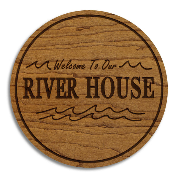 Welcome To Our River House Coaster – Crafted from Cherry or Maple Wood