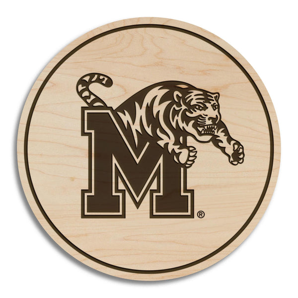 University of Memphis Block M Coaster – Crafted from Cherry or Maple Wood – Memphis Tigers