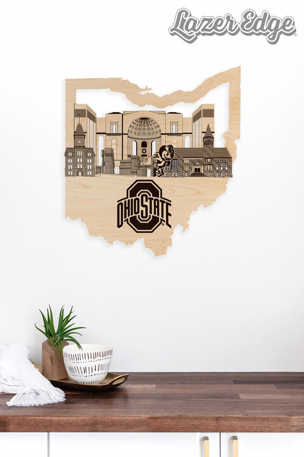 Ohio State University Skyline Wall Hanging - Crafted from Cherry or Maple Wood
