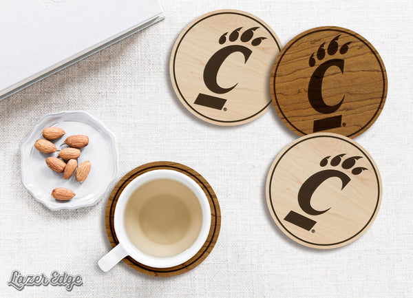 University of Cincinnati Bearcat C Coaster – Crafted from Cherry or Maple Wood – Cincinnati Bearcats