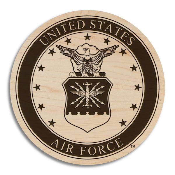 United States Air Force Seal Coaster - Crafted from Cherry or Maple Wood