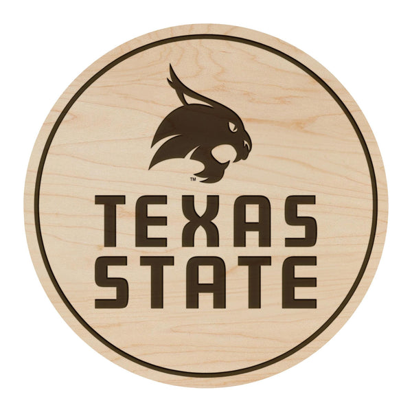 Texas State University Bobcats Coaster – Crafted from Cherry or Maple Wood – Texas State Bobcats