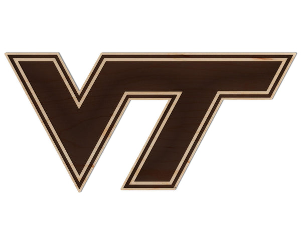 Virginia Tech Flying VT Wall Hanging - Crafted from Cherry and Maple Wood - Virginia Tech Hokies