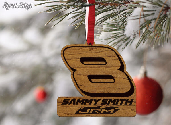 Sammy Smith #8 Wooden Ornament  | Crafted from Cherry and Maple Wood | Made in USA | Officially Licensed by JR Motorsports