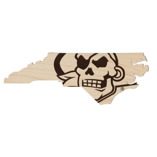East Carolina University Pirate State of Mind Magnet - Crafted from Cherry or Maple Wood - ECU Pirates
