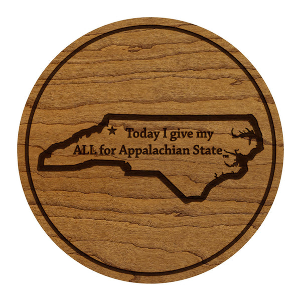 Appalachian State University Today I give my All Coaster – Crafted from Cherry or Maple Wood – Appalachian Mountaineers