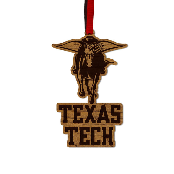 Texas Tech University Red Raider Ornament – Crafted from Cherry and Maple Wood – Texas Tech Red Raiders