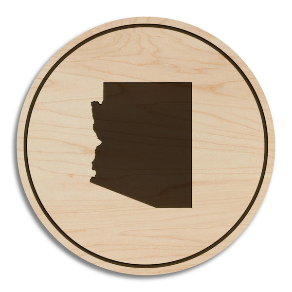 Arizona State Map Coaster - Crafted from Cherry or Maple Wood