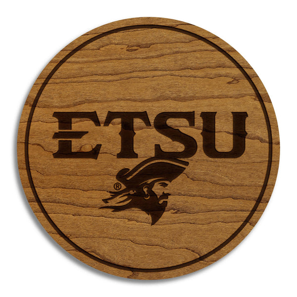 East Tennessee State University Buccaneer Coaster – Crafted from Cherry or Maple Wood – ETSU Buccaneers