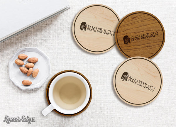 Elizabeth City State University Academic Mark Coaster – Crafted from Cherry or Maple Wood – ECSU Vikings