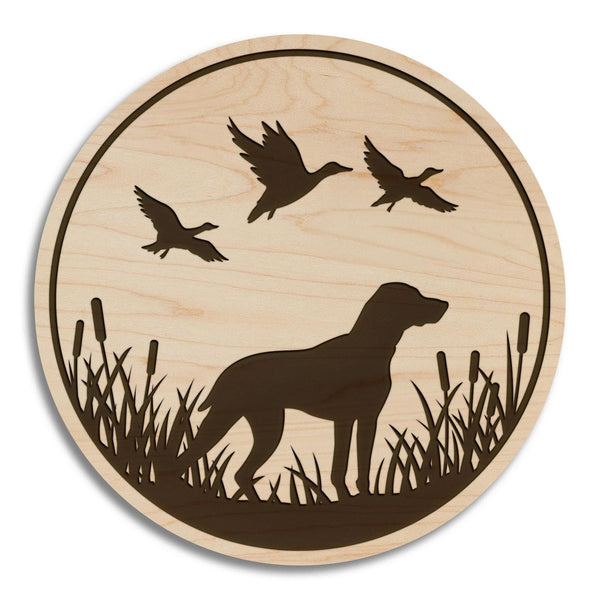 Ducks & Dog Hunting Coaster – Crafted from Cherry or Maple Wood