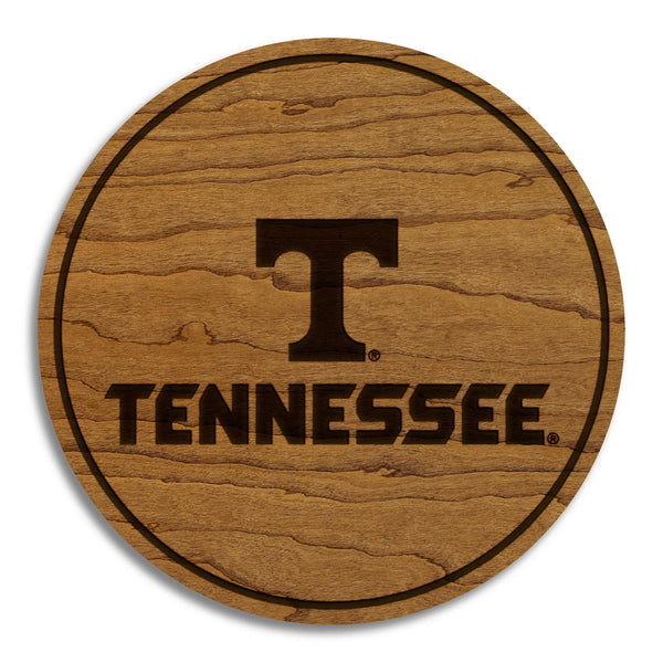 University of Tennessee Wordmark Coaster – Crafted from Cherry or Maple Wood – Tennessee Volunteers