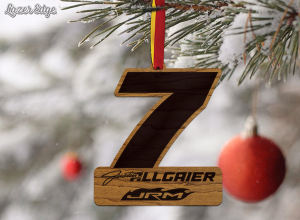 Justin Allgaier #7 Wooden Ornament  | Crafted from Cherry and Maple Wood | Made in USA | Officially Licensed by JR Motorsports