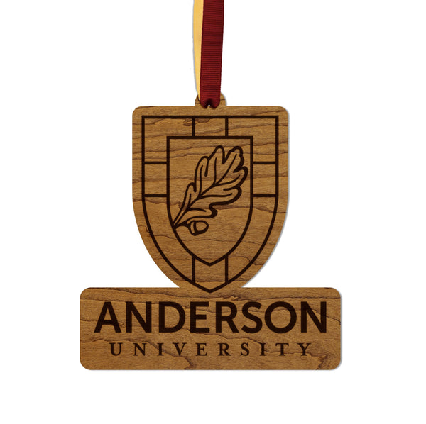 Anderson University Institutional Mark Ornament – Crafted from Cherry and Maple Wood – Anderson Trojans