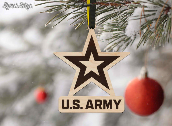 United States Army Emblem Ornament – Crafted from Cherry or Maple Wood