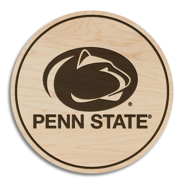 Penn State University Logo Coaster – Crafted from Cherry or Maple Wood – Penn State Nittany Lions