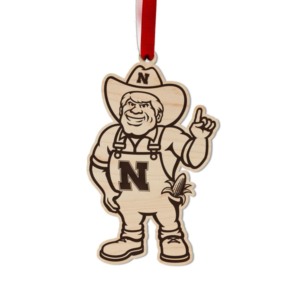 University of Nebraska Herbie Husker Ornament - Crafted from Cherry or Maple Wood - Nebraska Huskers