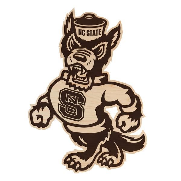 North Carolina State University Strutting Tuffy Wall Hanging - Crafted from Cherry or Maple Wood - NC State Wolfpack