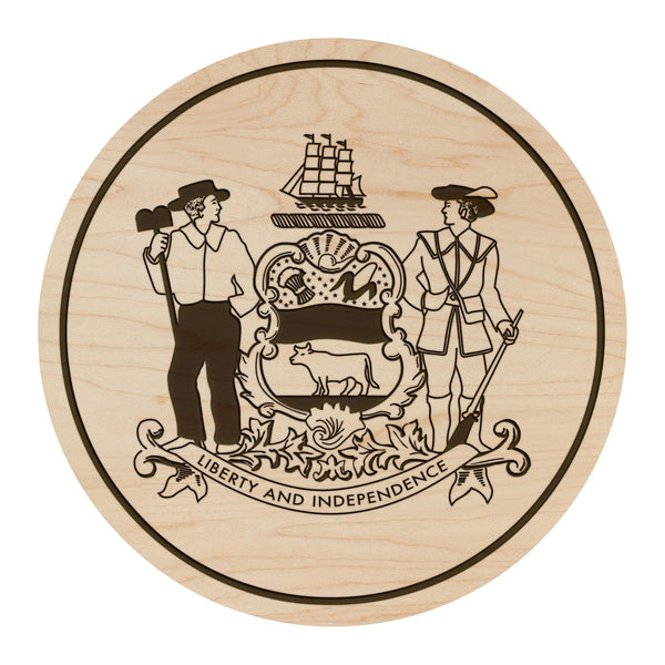 Delaware State Flag Coaster - Crafted from Cherry or Maple Wood