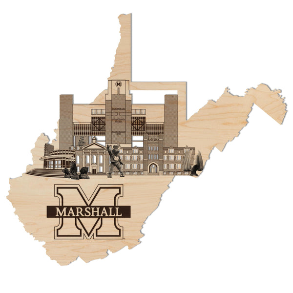 Marshall University Skyline Wall Hanging - Crafted from Cherry or Maple Wood