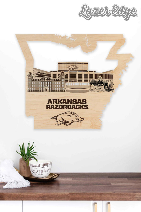 University of Arkansas Skyline Wall Hanging – Crafted from Cherry and  Maple Wood - Arkansas Razorbacks