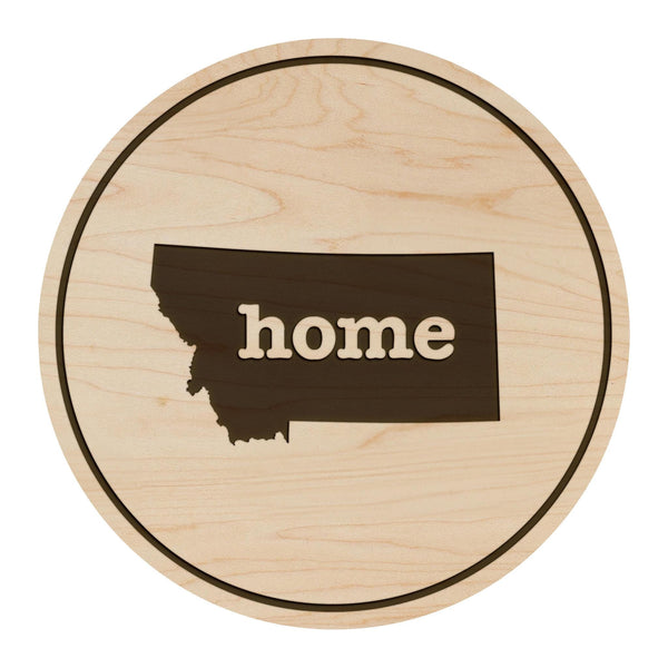 Montana Home State Map Coaster - Crafted from Cherry or Maple Wood