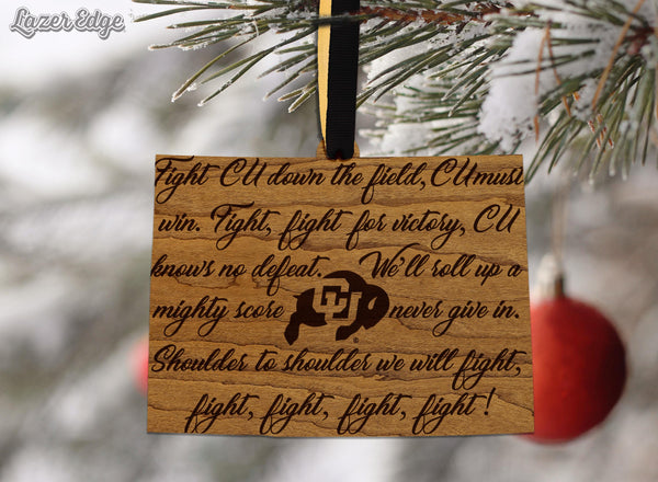University of Colorado Fight Song Ornament – Crafted from Cherry and Maple Wood – Colorado Buffaloes