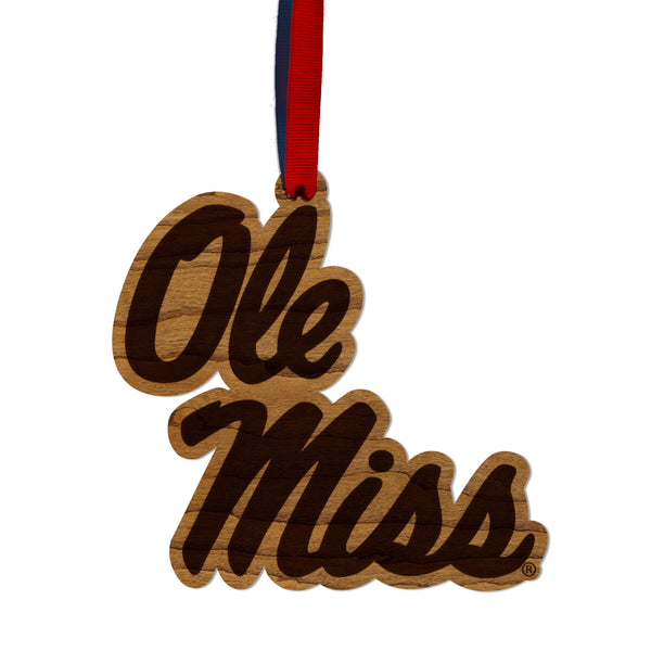 Ole Miss Rebels Ornament – Crafted from Cherry or Maple Wood