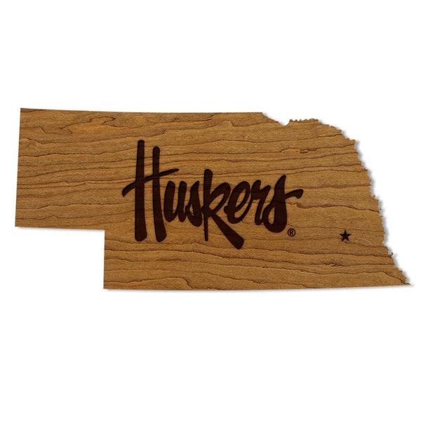 University of Nebraska Huskers on State Wall Hanging – Crafted from Cherry and  Maple Wood - Nebraska Huskers